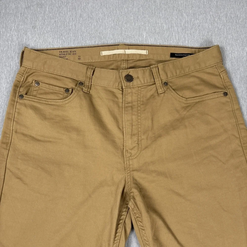 Banana Republic Travel Jean Pants Mens Size 32 x‎ 30 Athletic Fit Stretch Tan